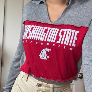 Washington State Gray V-Neck Vintage Women's Sweater medium